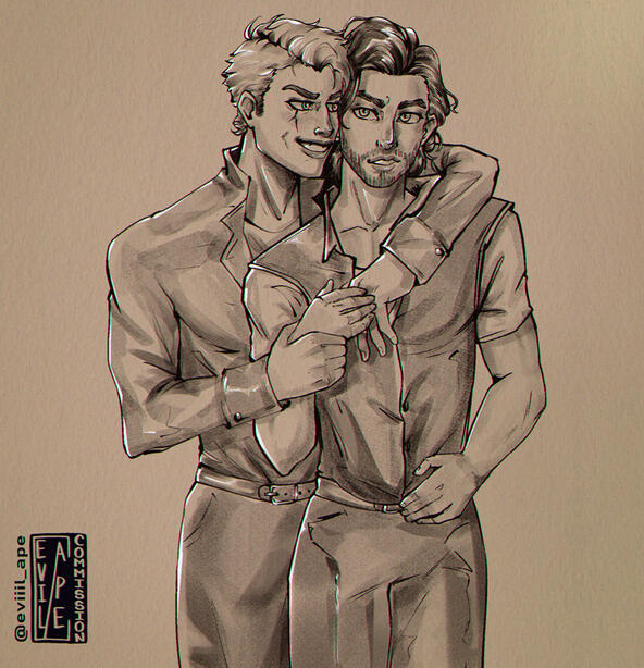 Halfbody sketch style couple