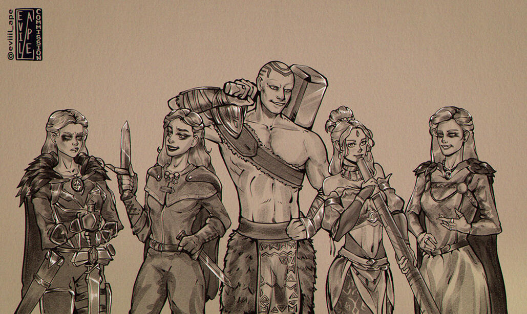 Party Halfbody sketch style